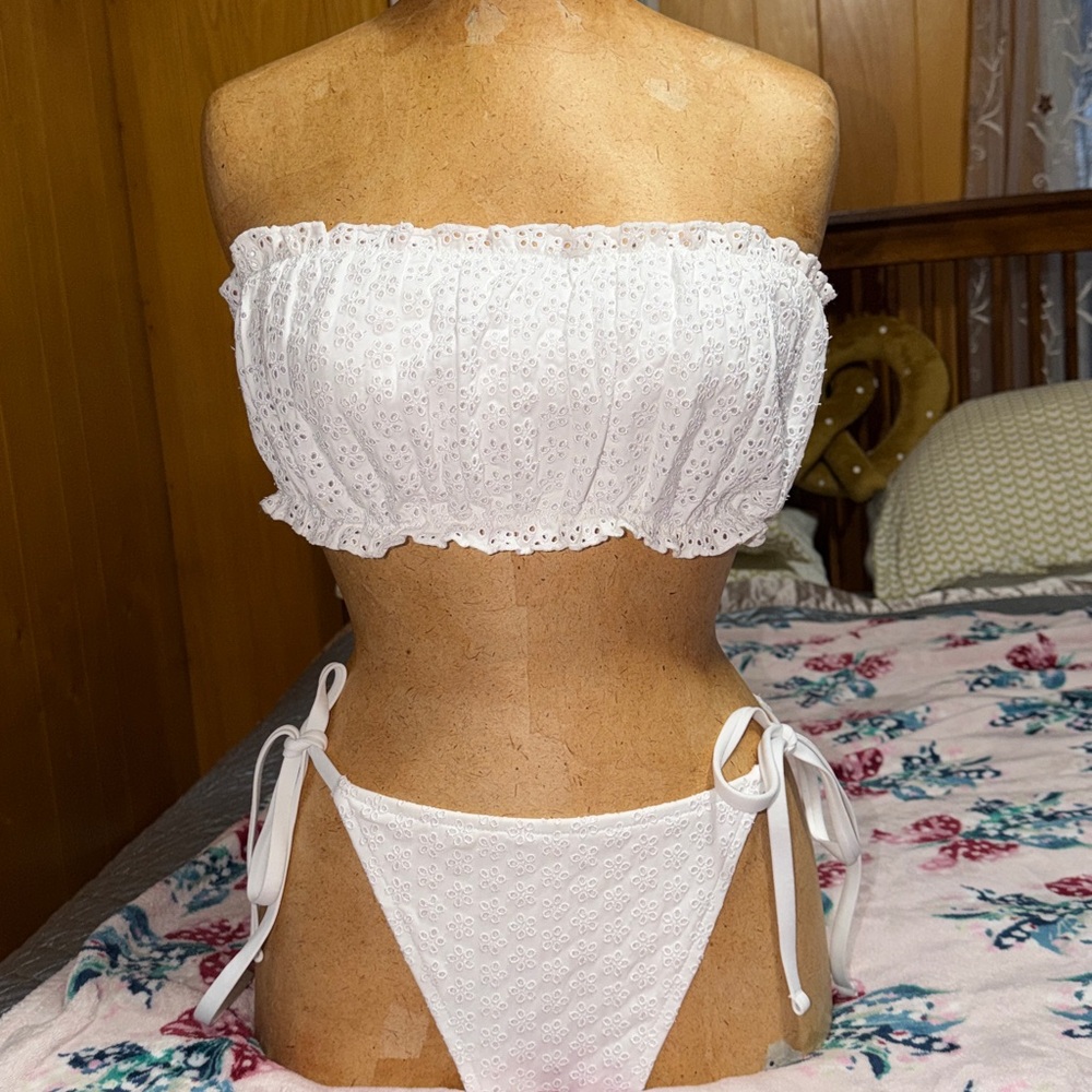 By Frankies Bikinis Rosalind Eyelet Bandeau & Bridgette Eyelet Bikini Bottom